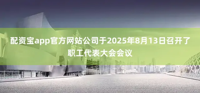 配资宝app官方网站公司于2025年8月13日召开了职工代表大会会议